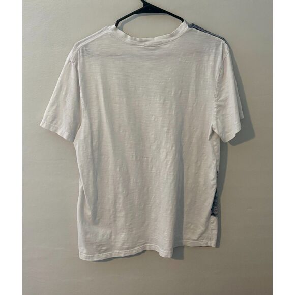 Calvin Klein Jeans Men’s T-Shirt Large White Blue CK Logo V-Neck Tee - Picture 3 of 3